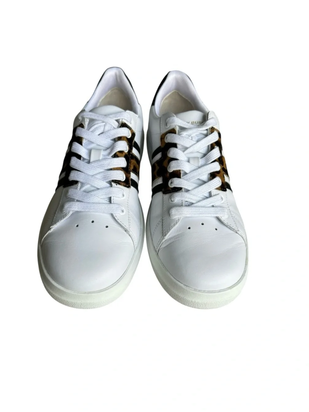 Tory Burch Howell T Saddle Court Sneakers White Barbados Leopard